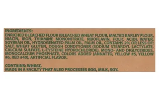 ingredient list for dough